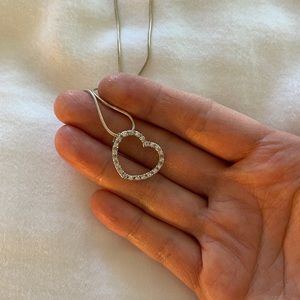 Sterling silver CZ heart pendant on chain